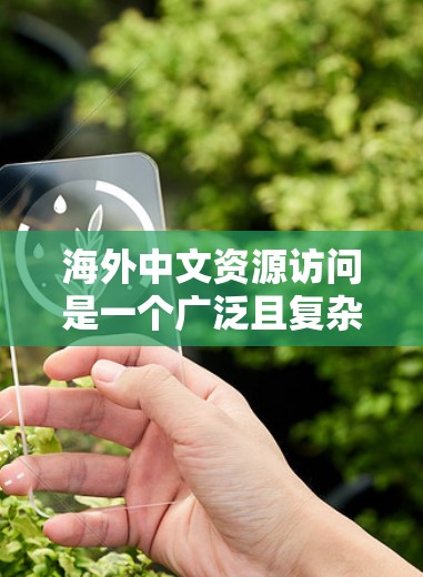 海外中文资源访问是一个广泛且复杂的话题，因用户的具体需求而异。以下是一些常见的类型和资源推荐